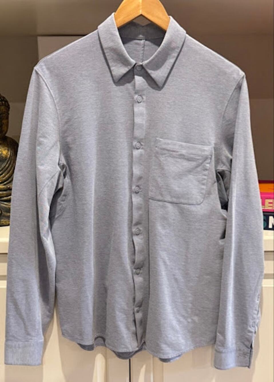 Lululemon Commission Long Sleeve Shirt Medium - Harbor Blue / White